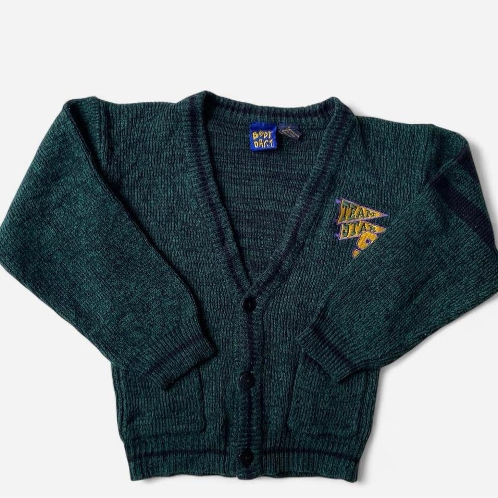 Vintage kids dark green team star cardigan
